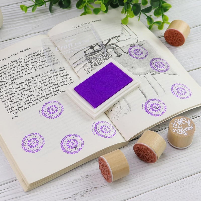 Lsushine Craft Ink Pad for Rubber Stamps, Paper, Wooden, Fabric, Scrapbooking, Non-Toxic Finger Ink Pads for Kids (Purple) - Image 3
